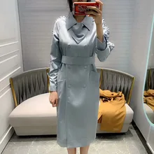 Весной и летом Для женщин; Новые элегантные женские; Ширина плеч; Длина рукава; сшитое кружевное Длинный плащ кофта, комплект из 2 вещей, Цвет небесно-голубого цвета и цвета хаки