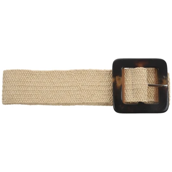 

Woven Belt Buckle Fashion Ladies Casual Belt Ladies Dress Straw Belt Beige