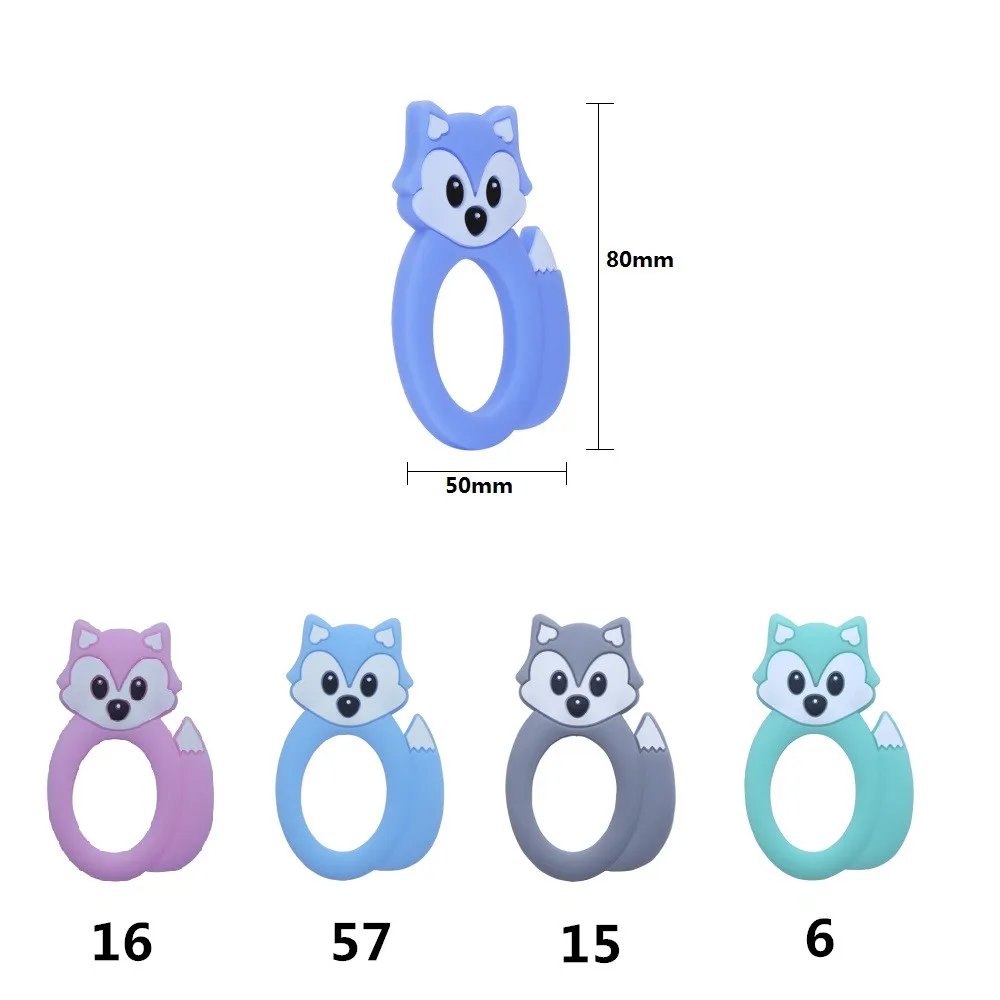 Silicone Baby Teether Animal Koala Horse Fox Cookies Owl Beads Food Grade Toys 1Pc