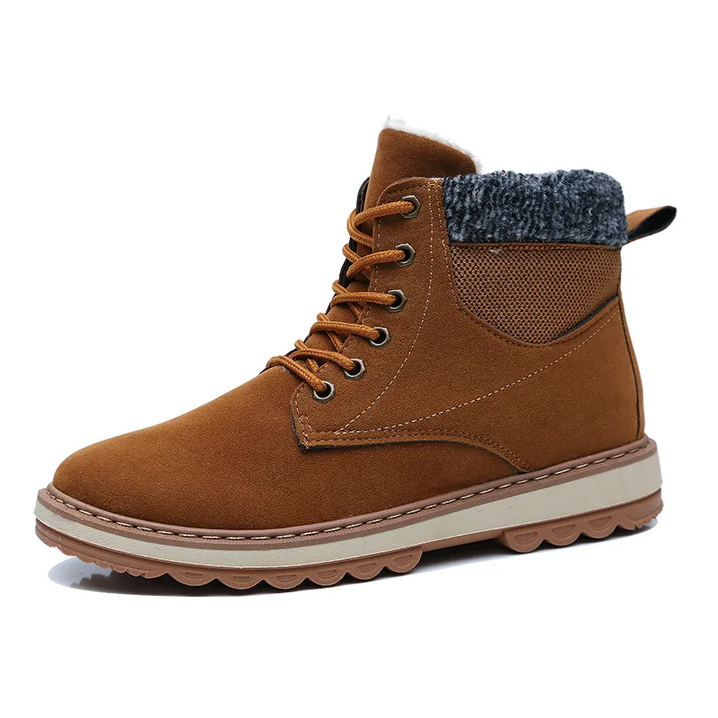 

YeddaMavis Winter Boots Warm Men Boots Genuine Leather Fur Plus Men Snow Boots Waterproof Working Ankle Boots High Top Men Shoes