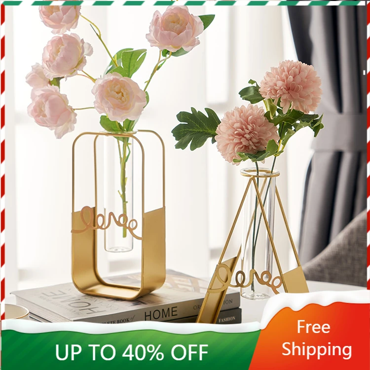 

Modern Home Glass Decor Vase Unique Arrangement Simple Nordic Glass Flower Vase Tube Bottle Macetero Vases For Decoration AA50HP