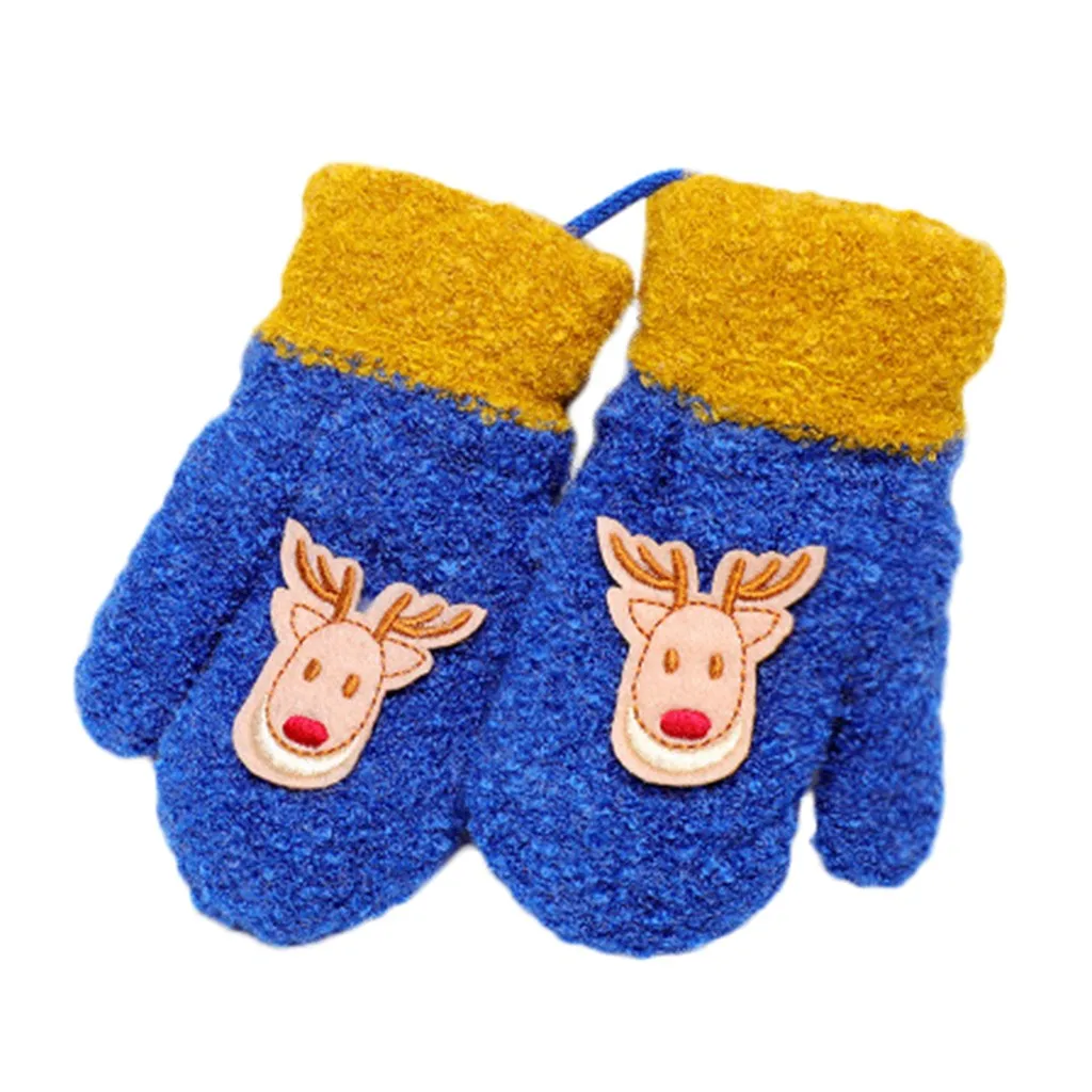 Зимние перчатки guantes, Детские Рождественские теплые вязаные перчатки с принтом оленя, перчатки с длинными пальцами, перчатки с сенсорным#351119