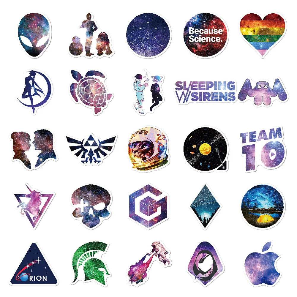 100Pcs Non-repeating Sticker Waterproof Harajuku Wind Sticker Star Sticker Luggage Trolley Case Laptop Bicycle PVC Sticker