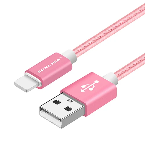 VOXLINK 8-контактный USB кабель 10 Упаковка нейлоновые плетеные кабели для зарядки USB зарядное устройство Шнур для iPhone X XS XR 8 7 6 Plus, 6S Plus, 5S, iPad - Цвет: Pink