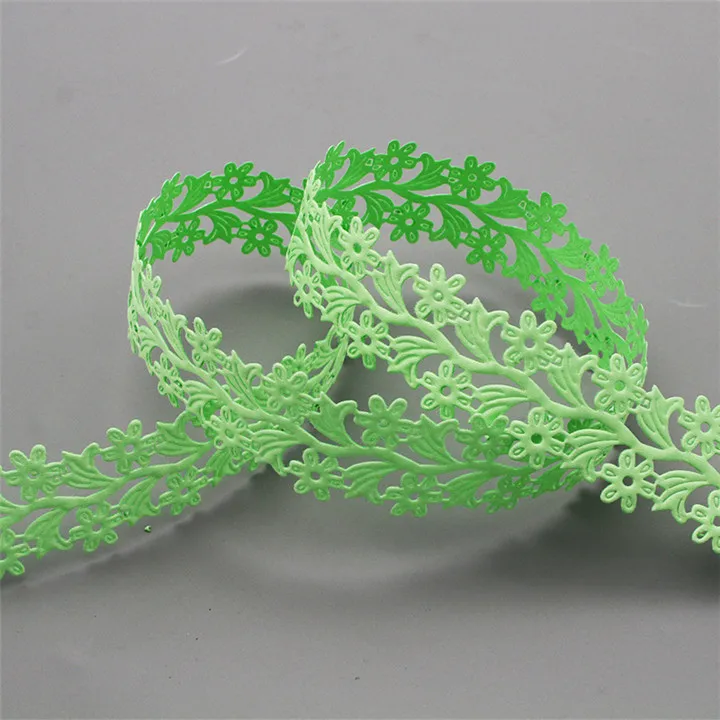 4  5Yard 35mm Flower Vine Ultrasonic Embossing Ribbons DIY Headwear Wedding Gift Wrapping Clothing Accessories Lace Satin Ribbon