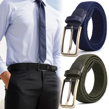 Fashion Men's Women Casual Knitted Belt Woven Canvas Elastic Expandable Braided Belts Plain Webbing Military Tactical Strap