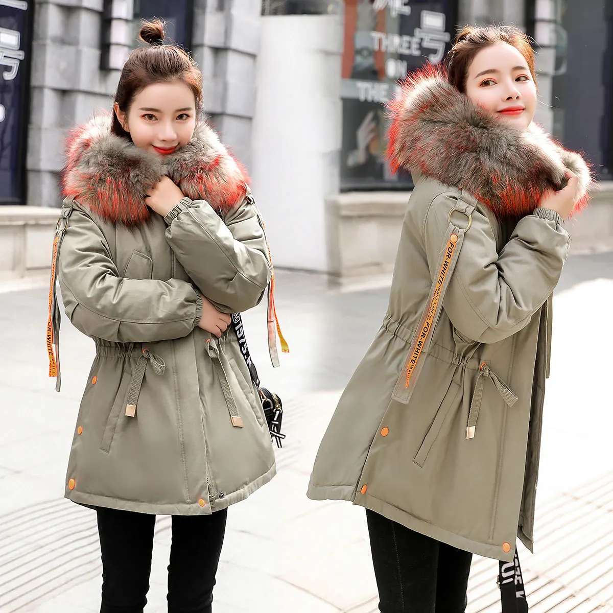 

Cotton-padded Clothes/Cotton Coat Fashion Comfortable Hooded Slim Fit 2018 Winter Mid-length Elegant