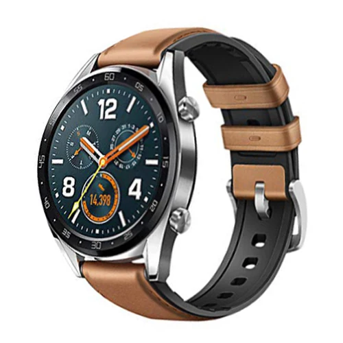 brown-1 Защитная пленка+ ремешок для часов huawei GT samsung galaxy watch 46 мм gear S3 Frontier band из натуральной кожи+ Защитное стекло для экрана - Цвет ремешка: brown-1