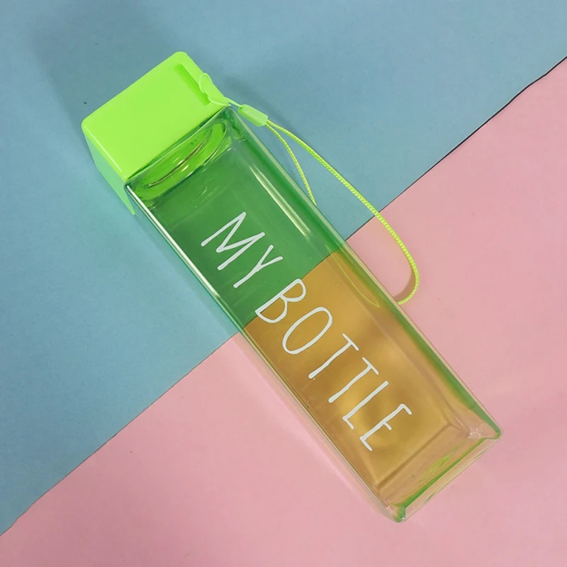 1 PC 480ml Portable Sports Drinking Clear Cup Square Water Bottle Milk Storage For Home School Office - Цвет: D