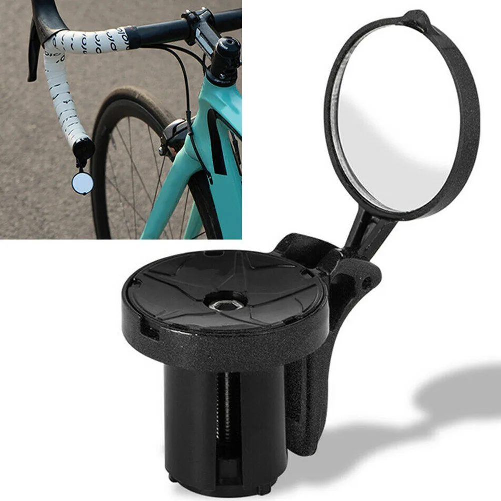 

Bike Handlebar Rearview Mirror Adjustable Handle Bar End Plugs Bicycle Accessories EDF88
