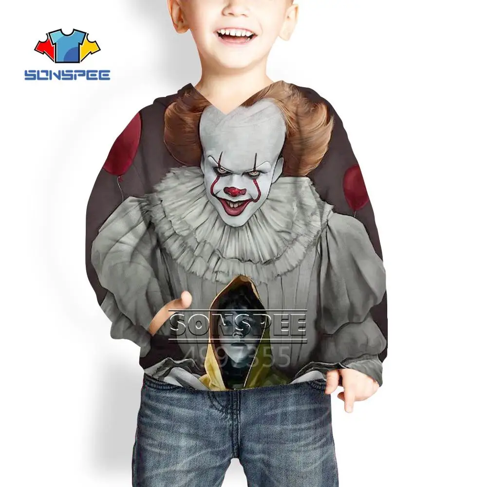 SONSPEE nightster Stephen King's It clown movie Harajuku/футболка с 3D принтом для мальчиков и девочек-подростков/толстовка/толстовки/шорты Детская одежда детский пуловер X206
