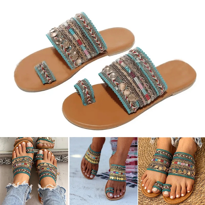 Sandalias de dedo pie estilo bohemio para mujer, Chanclas de playa de verano con tela de tela XIN envío|Ropa africana| - AliExpress