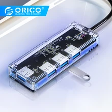 ORICO Прозрачный USB 3,0 концентратор Высокоскоростной мульти 4 порта USB разветвитель устройство для чтения карт SD TF OTG адаптер для ПК Компьютерные аксессуары
