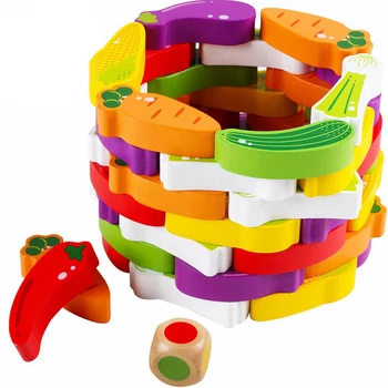 

Rainbow Stacking Ring Tower Blocks Warm Color Wood Toddler Toy Baby Montessori Enlightenment educational Toys Infant Toys