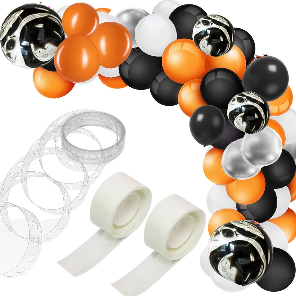 123 pcs Halloween Balloon Arch &amp Garland Kit Black Orange White Silver Agate Balloons for Party Decorations | Дом и сад