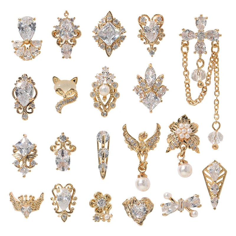 1 piece high end luxury 3D metal zircon manicure Japanese manicure high quality crystal manicure diamond Amulet 6