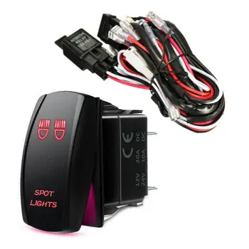 

Wiring Harness Kit Red LED Work Light Bar Toggle Rocker Switch + 40A Relay Wiring Harness Kit 12V