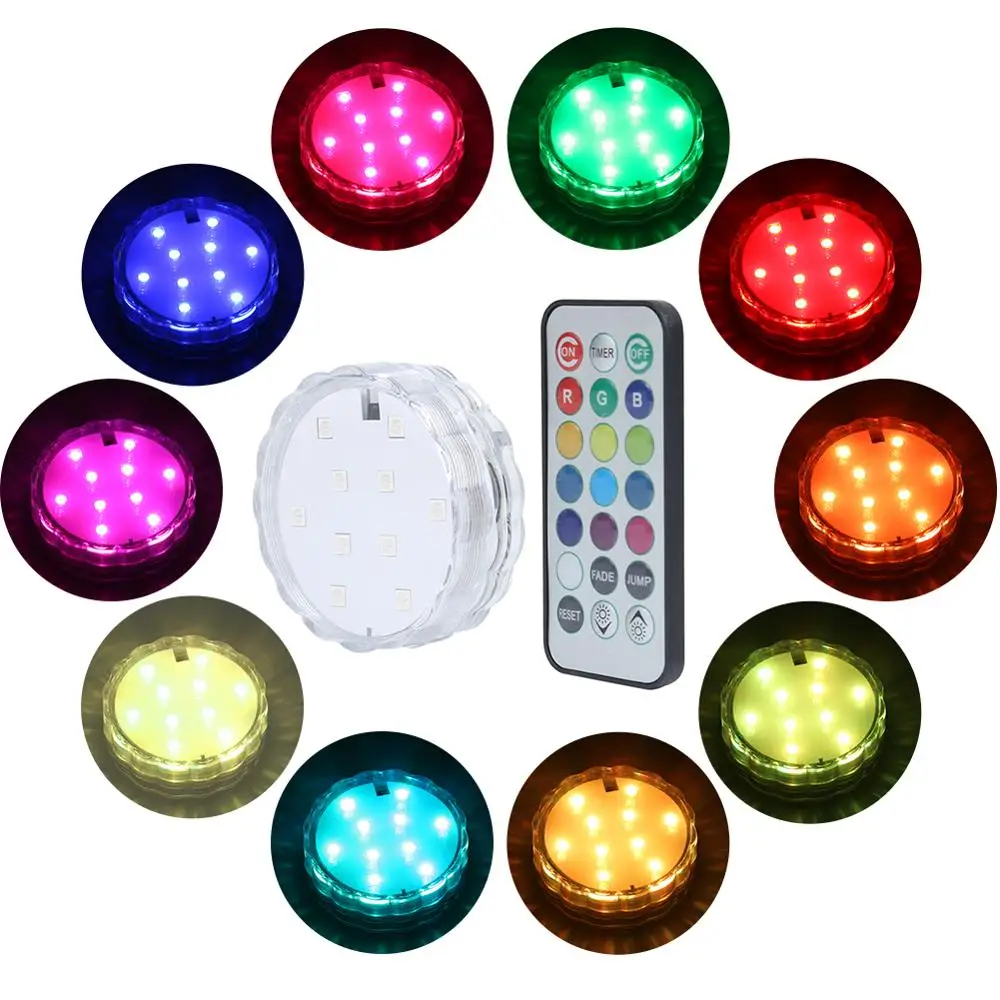10LEDs muti-color 10LED RGB Waterproof Garden Party Light Underwater Night Lamp Remote Control Low Consumption and Energy Saving Underwater Light - Испускаемый цвет: 10LEDs muti-color