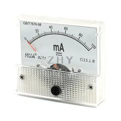 

DC 0-100mA Rectangle Shape Analog Panel Ammeter Gauge Amperemeter Class 2.5