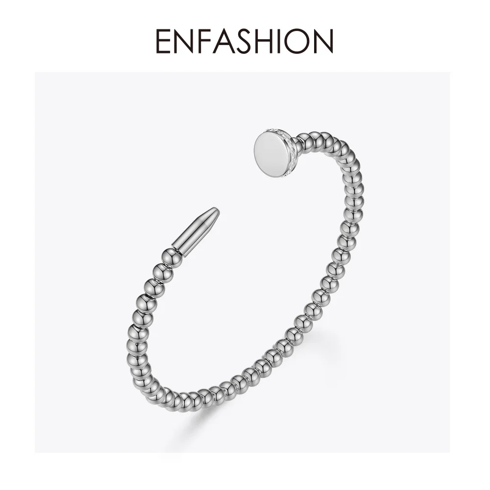 ENFASHION панк-браслет с шариками для ногтей, браслеты для женщин, золотой цвет, острие из нержавеющей стали, Открытый браслет, модное ювелирное изделие B192039 - Окраска металла: Silver color