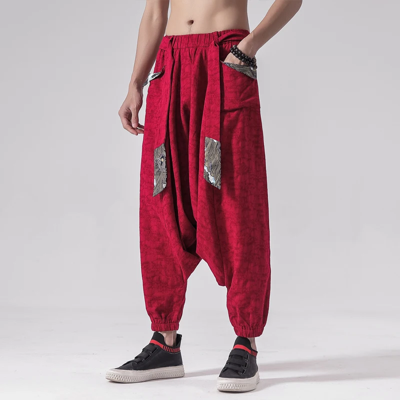 Baggy Cotton Harem Pants Mens Linen 
