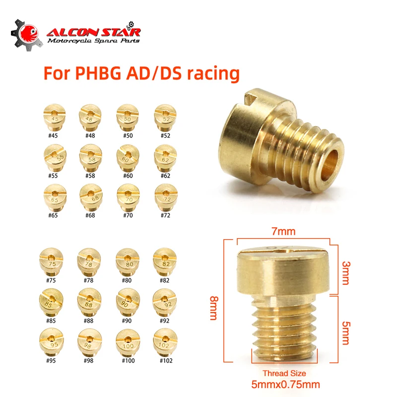 

Alconstar- 5mm Replacement Carburetor nozzle Jets 12 pcs set Carburetor Main Jets For Dellorto PHBG / SHA Carburetor #45 -#102