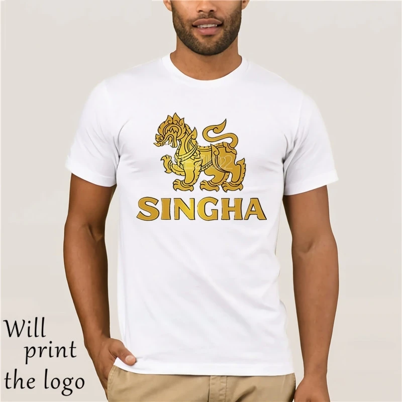 Di nuovo Modo di Singha Birra Logo T Shirt Mens Pullover Slaccia la Camicia Tee Magliette e camicette Vestiti di Cotone
