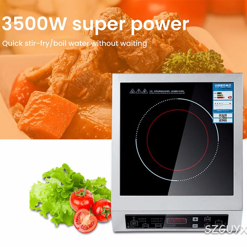Induction Cooker 3500w Household Highpower Commercial Flat Desktop Button Stainless Steel Soup