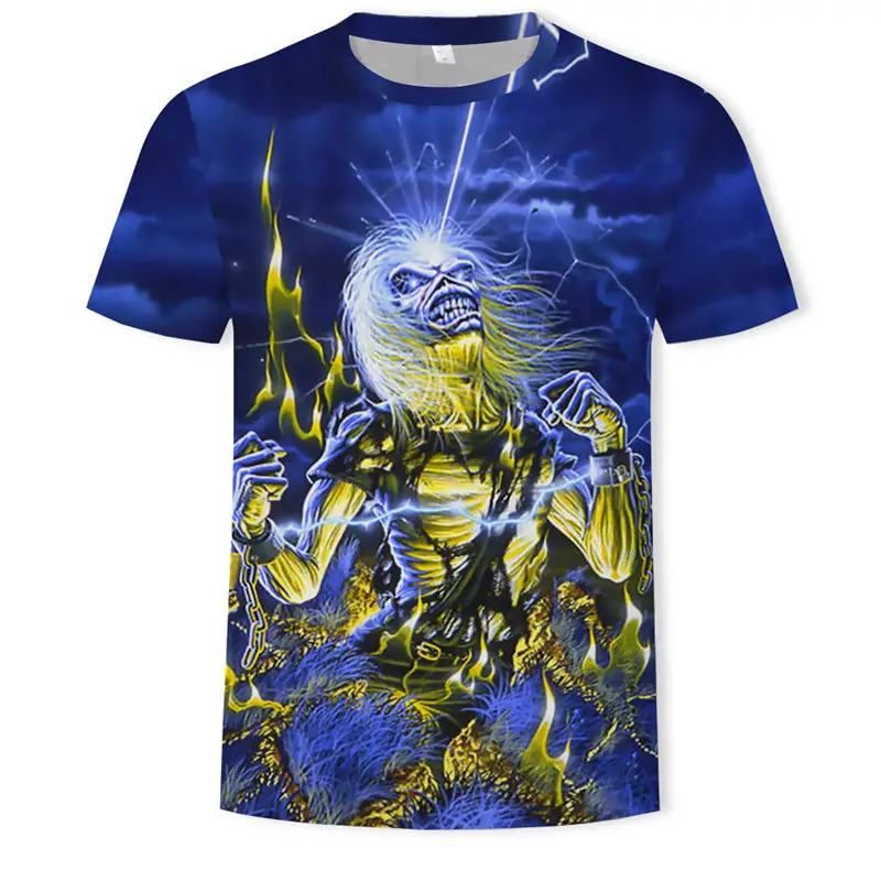 

summer hot-sale metal T-shirt ROCK BAND 3d t shirt Summer horror tshirt 3d Men fashion t-shirts street Hip-hop style Tops & Tees
