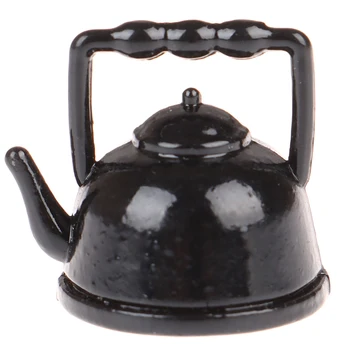 

1:12 Dollhouse Miniature Mini Black Teapot Model Furniture Accessories Kitchen Toys for Baby Kids