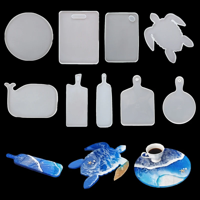 

Round Rectangle Handle Tray Resin Molds Coaster Silicone Mold For DIY Crystal Epoxy Resin Coaster Home Decoration Resin Crafts