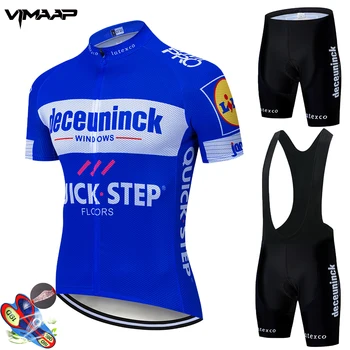 

2020 blue Cycling team Clothing Quick Dry Mens Bicycle wear summer Quick Step pro Cycling Jerseys 19D gel pad bike shorts set