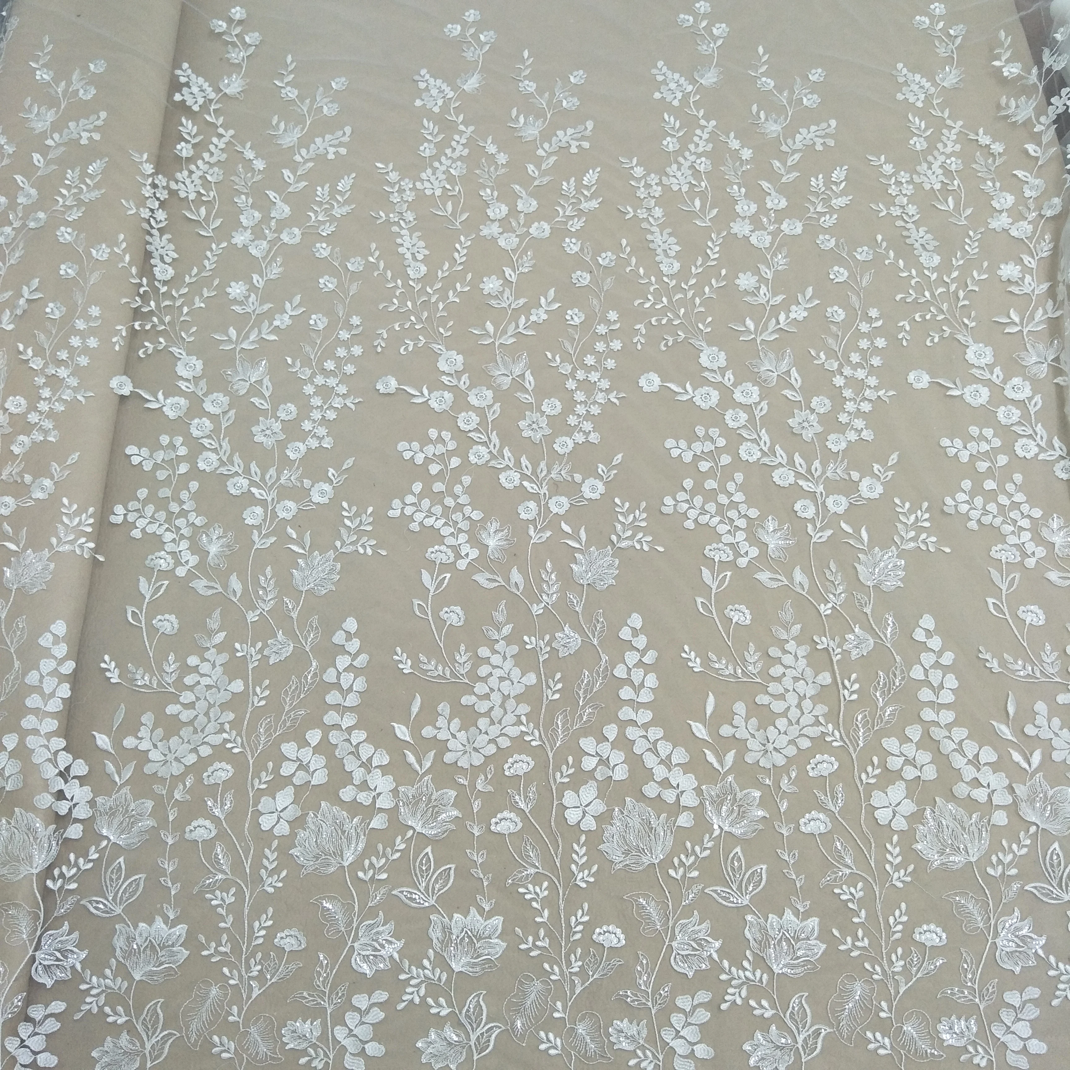 bridal wedding gown dress lace fabric 130cm width bridal lace fashion dress sell by yard sequins jacquard lace fabric,cotton voile lace fabric,lace trim fabric