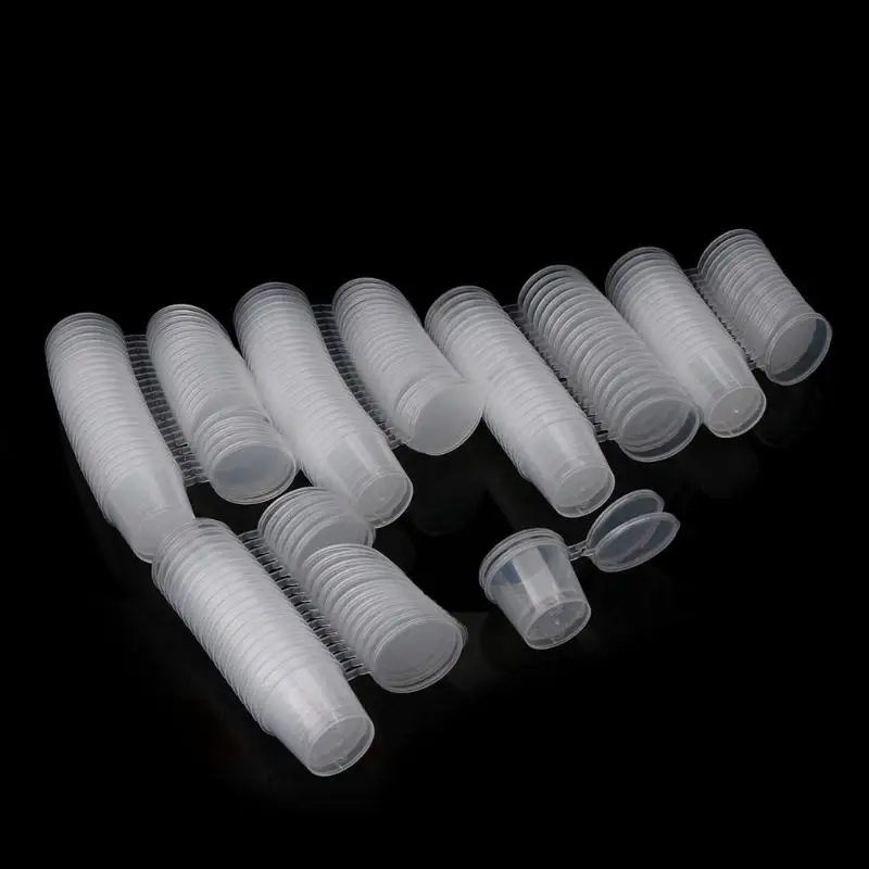 50pcs/100pcs 25ml 50ml Plastic Takeaway Sauce Cup Containers Food Box With Hinged Lids Pigment Paint Box Palette Disposable Box 3