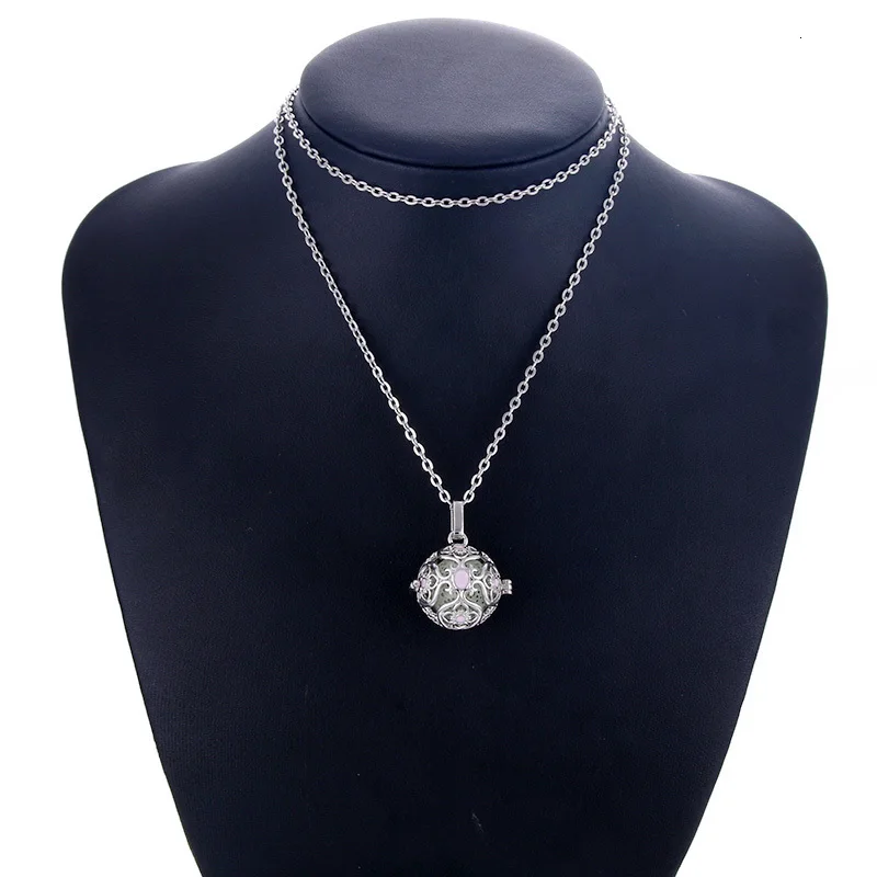 Серебряное белое ожерелье с диффузором из лавы, винтажные медальоны, кулон, парфюм, Эфирное ароматерапия, вулканический камень, ожерелье, клетки