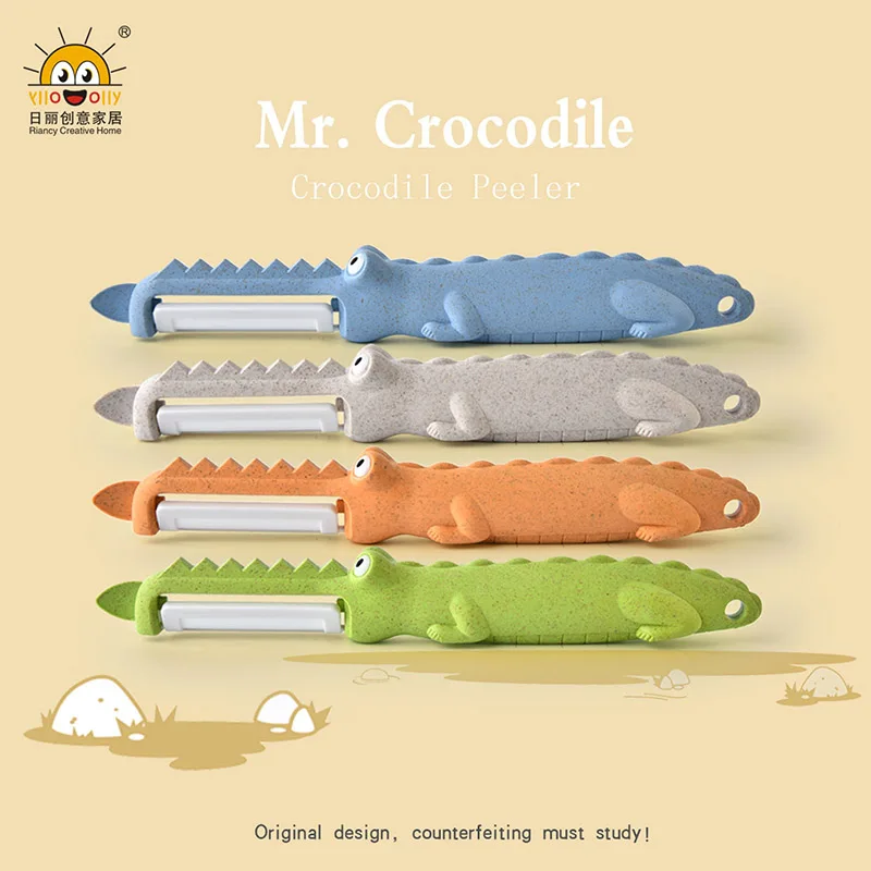 

Eco-Friendly Crocodile Wheat Straw and Ceramic Fruit Knife Vegetable Fruits Carrot Peeler Potatoes Apple Fish Scales Peeling