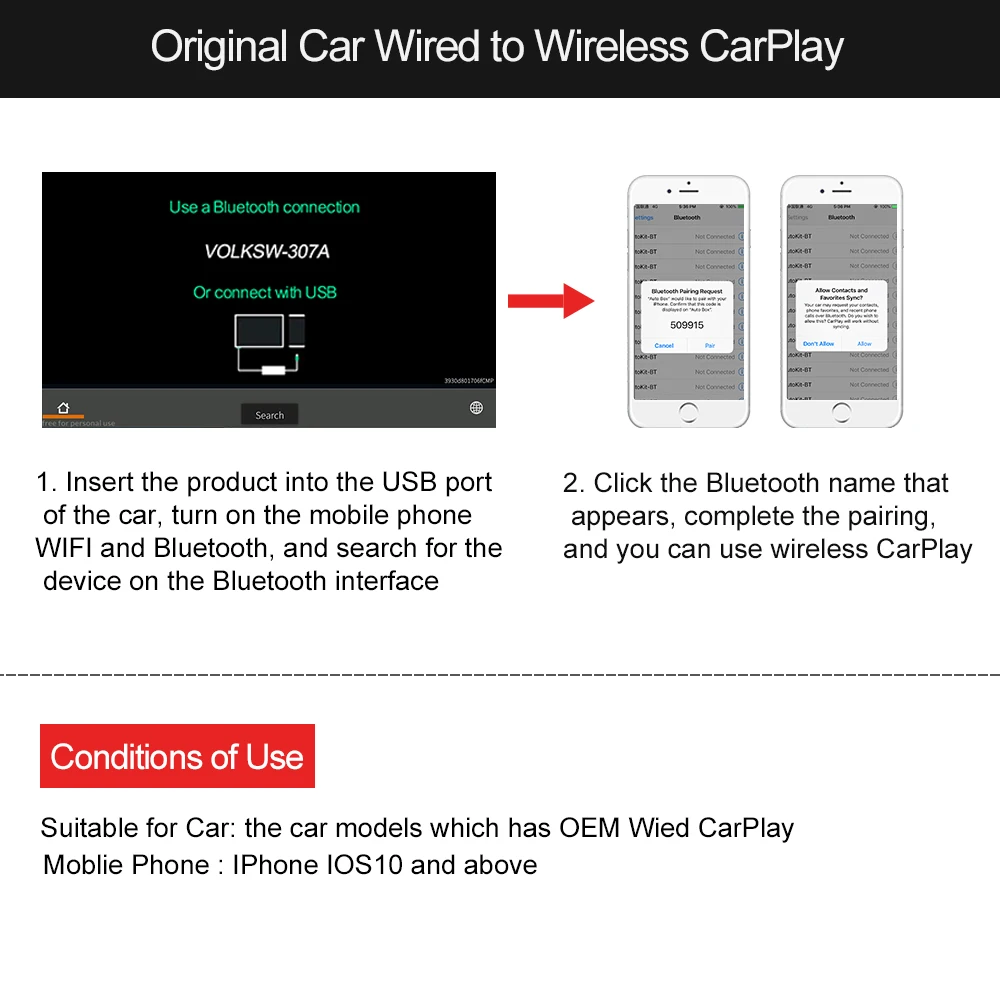 Carlinkit 2.0 CarPlay Wireless Adapter for Jeep Wrangler Grand Cherokee Renegade Compass Patriot  2015-2021 Smart box Activator