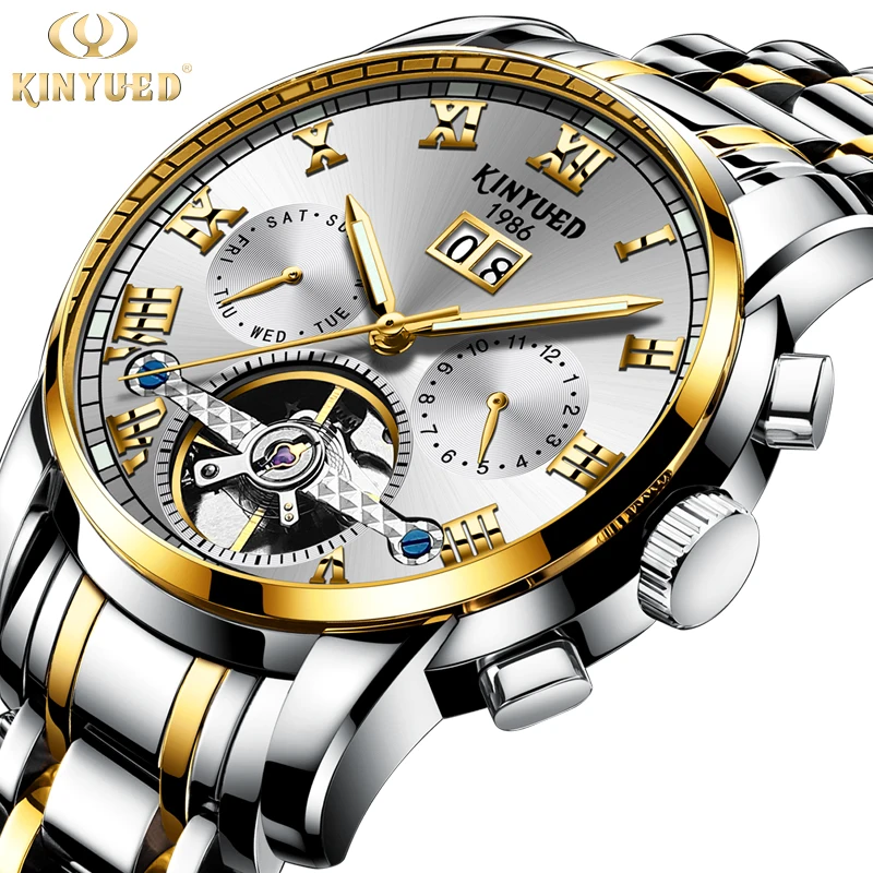 

KINYUED Men Watches Waterproof Business Wristwatch Man Automatic Mechanical Stainless Steel Auto Date Male Clock Horloges Mannen
