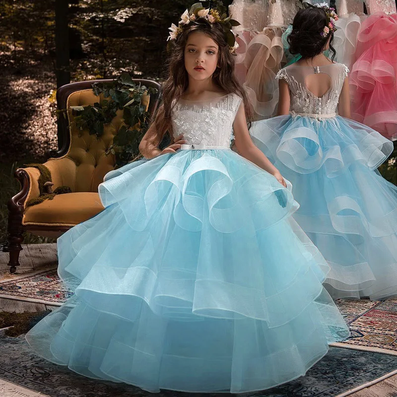Новое элегантное платье с цветочным узором для девочек на свадьбу элегантное вечернее платье принцессы для девочек от 4 до 14 лет