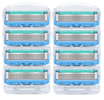 

8pcs/pack Razor Blade For Men Face Care Shaving Safety,5layers Stainless Steel Shaver Cassette Fit For Gillettee Fusione Handle