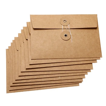 

10Pcs/50Pcs Creative Simple Retro Line Buckle Letter Paper Envelopes Kraft Paper Envelopes Postcard Storage Office School Supply