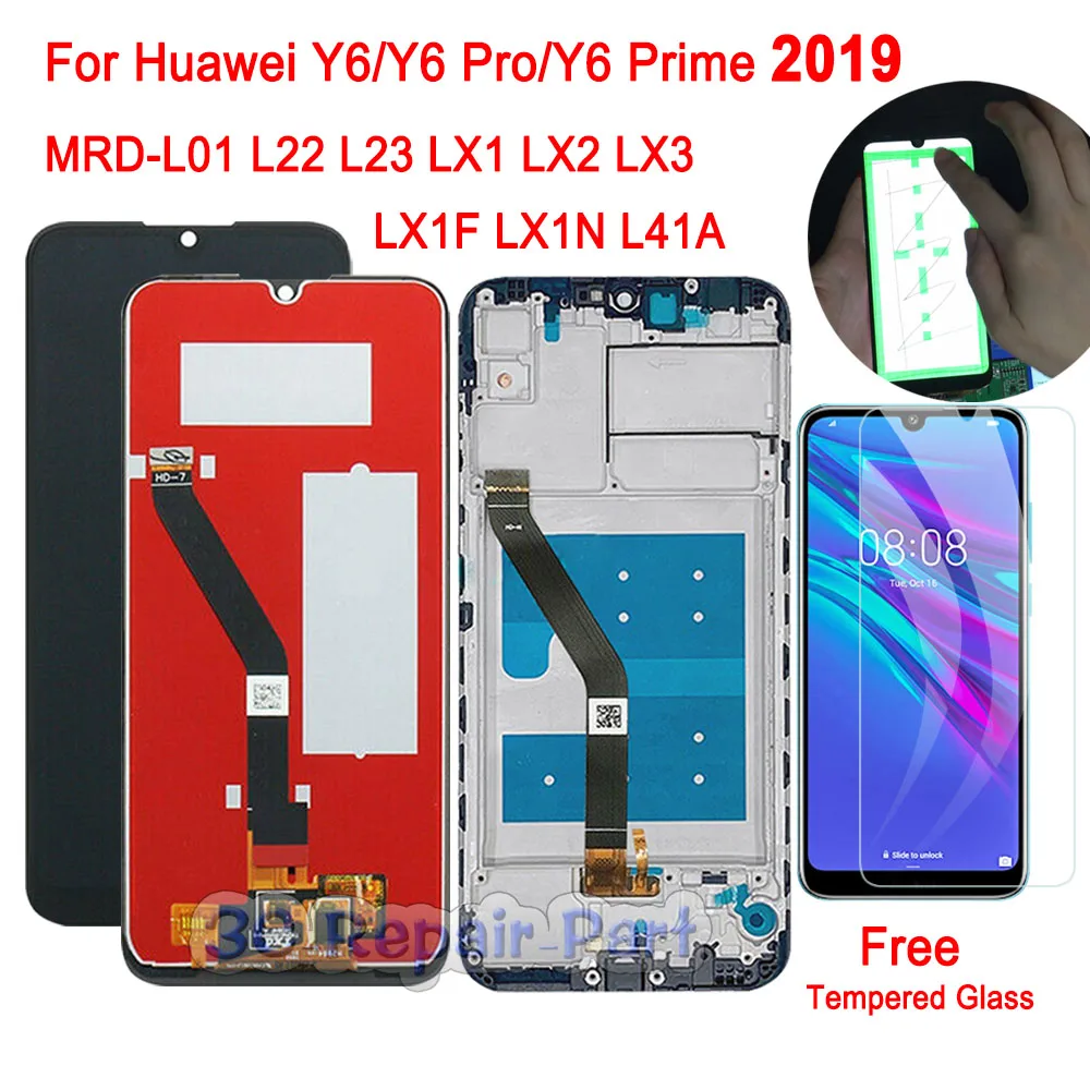 ЖК экран 6 09 дюйма для Huawei Y6 Pro Prime 2019 LX1 L21 L22 сенсорный защитная рамка из