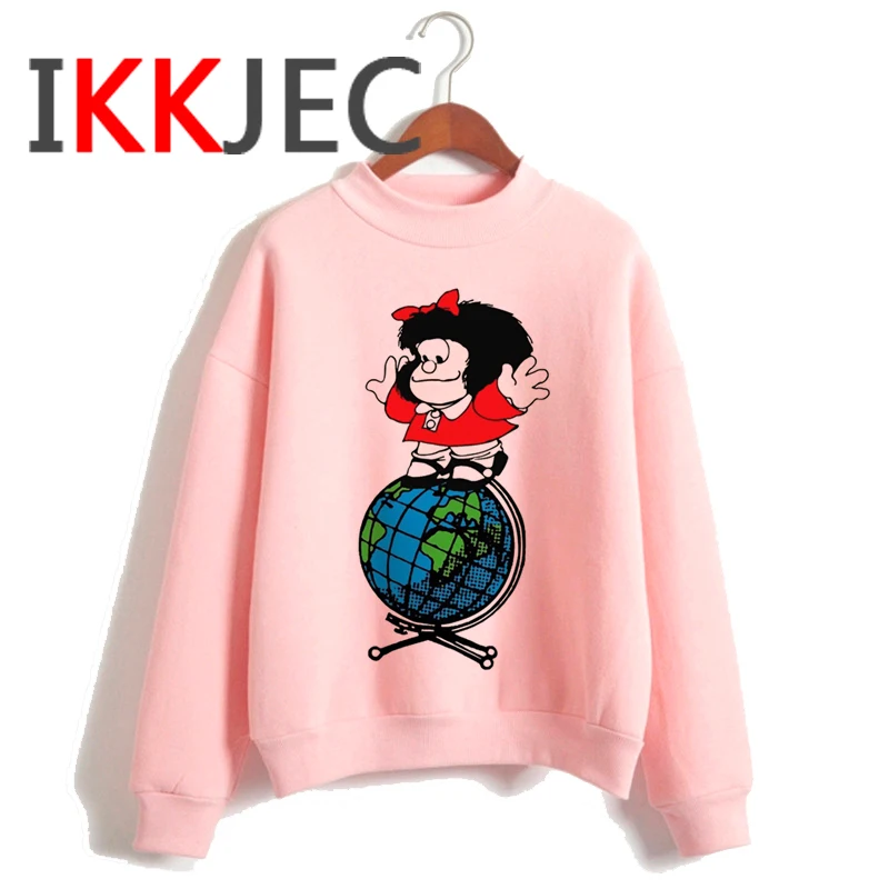 Sudadera con capucha para mujer, con estampado de Manga Mafalda, de talla grande, 2020