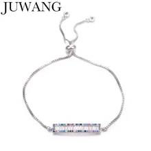 Многоцветный Радужный шарм браслеты AAA кубический цирконий серебряные браслеты для женщин Femme Регулируемая цепочка Свадебные ювелирные изделия