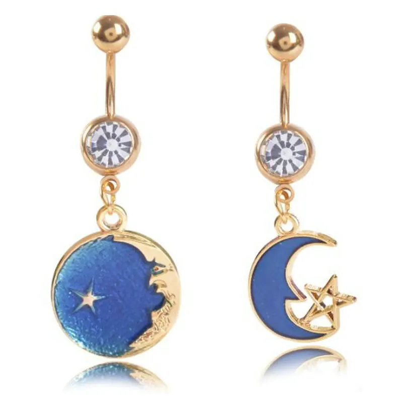 1 шт Луна Звезда в форме Живота Бар сексуальные болтаются пупок живота ювелирные