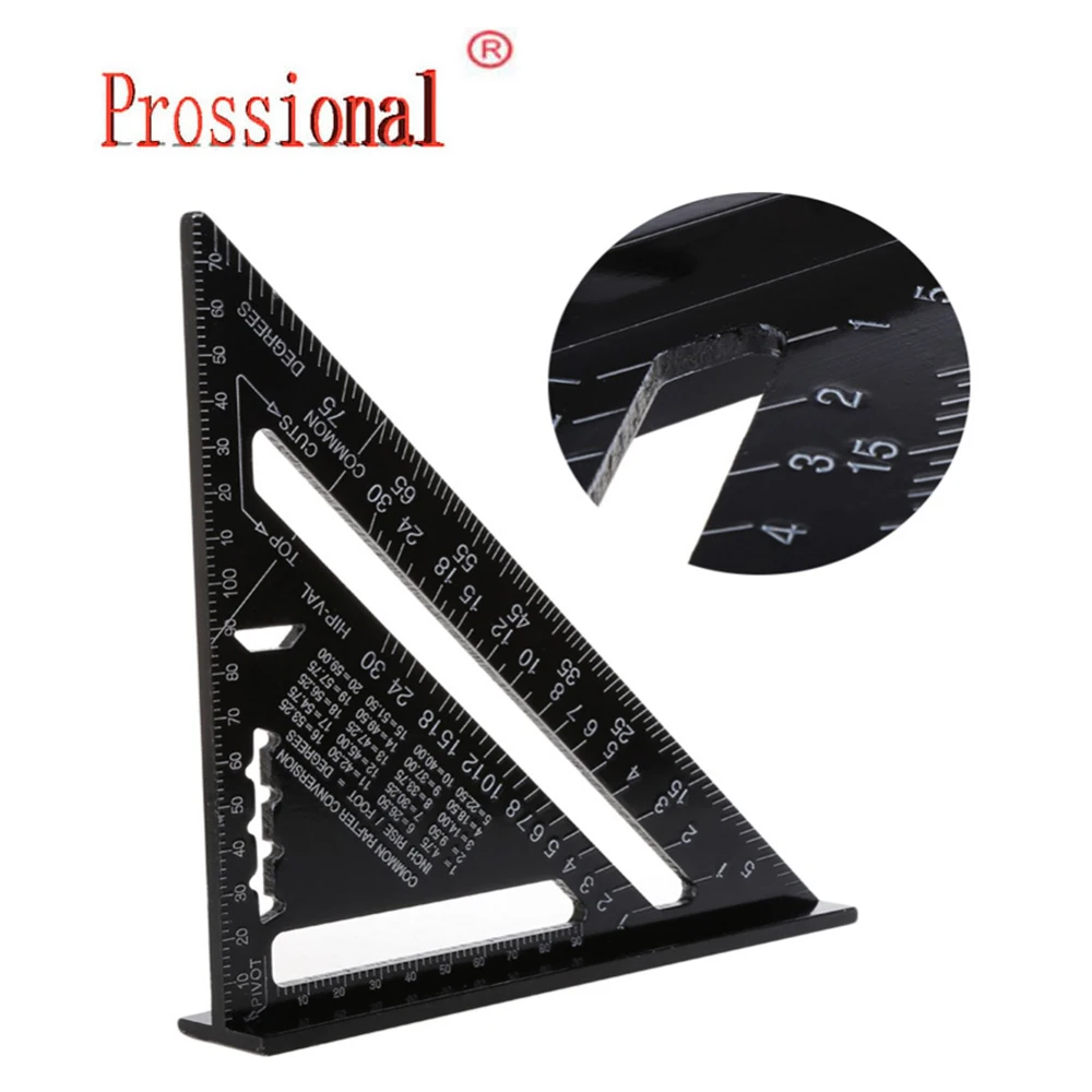 Metric Aluminum Alloy Speed Square Triangle Angle Protractor Ruler Woodworking