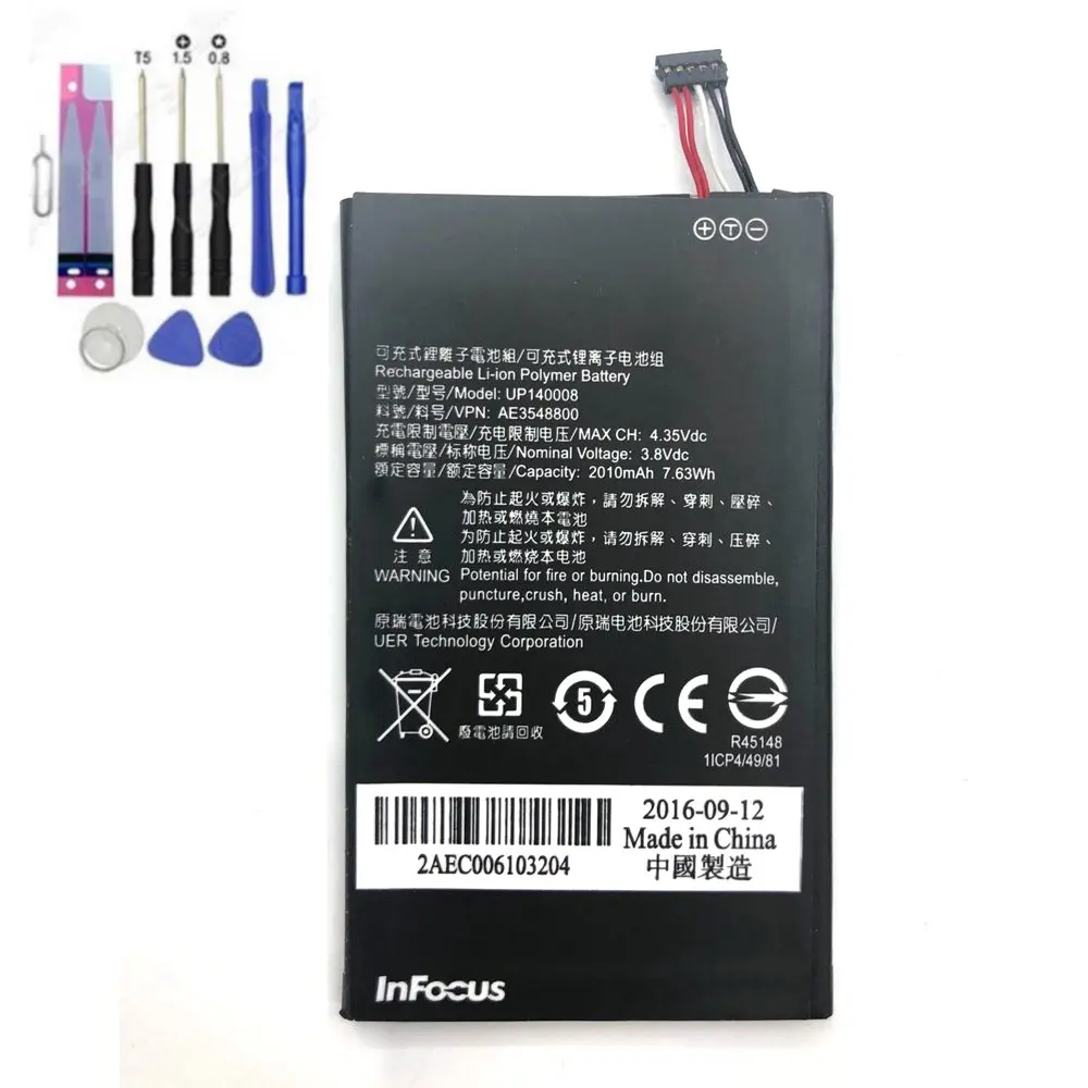 3.8V 2010mah 7.63wh Original battery for UP140008 AE3548800 Foxconn InFocus M2 Mobile Phone Batterie+TOOLS | Мобильные телефоны и