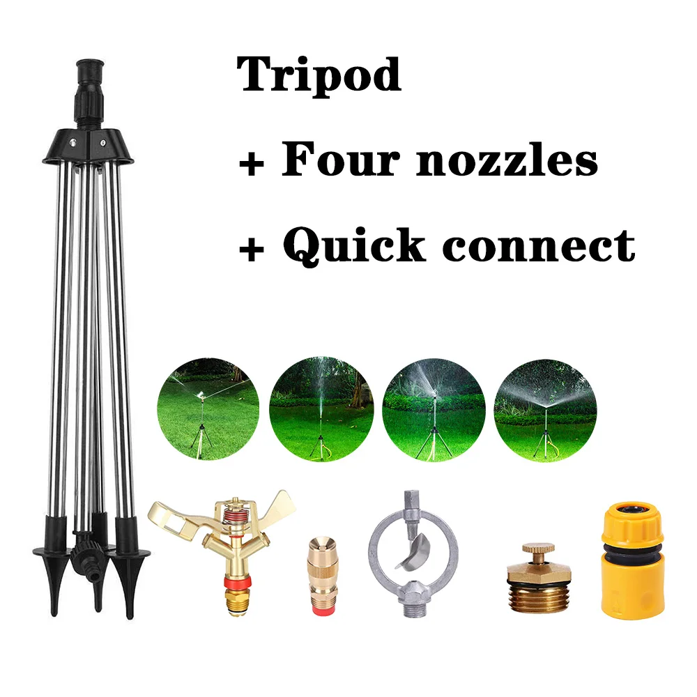Garden Sprinkler Irrigation Sprinklers Drip Irrigation Sprinklers Garden Watering System Stainless Steel Tripod Impact Sprinkler Garden Kit 360 degree