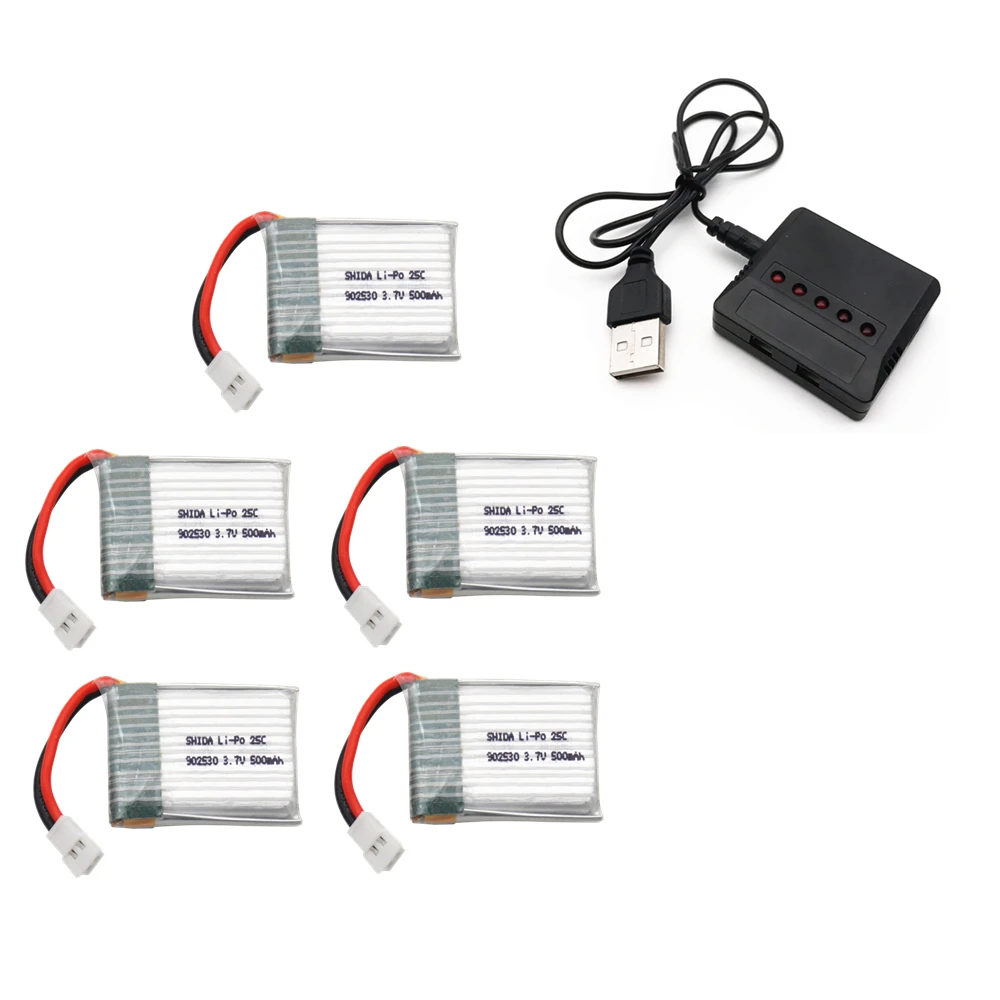 3,7 V 500mAh 25C LiPo батарея с зарядным устройством для Wltoys V931 F949 XK K123 6Ch RC вертолет - Цвет: 5pcs with  C