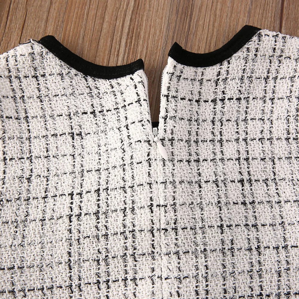 18M-7Year одежда для малышей, одежда для девочек, хлопковая футболка с длинными рукавами топ+ шорты в клетку платье без рукавов 2 шт. одежда для детей сезон осень-зима; официальный костюм